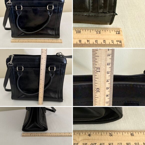 Y2K Giani Bernini Black Leather Structured Handbag Shoulder Strap Logo Charm - Picture 7 of 9